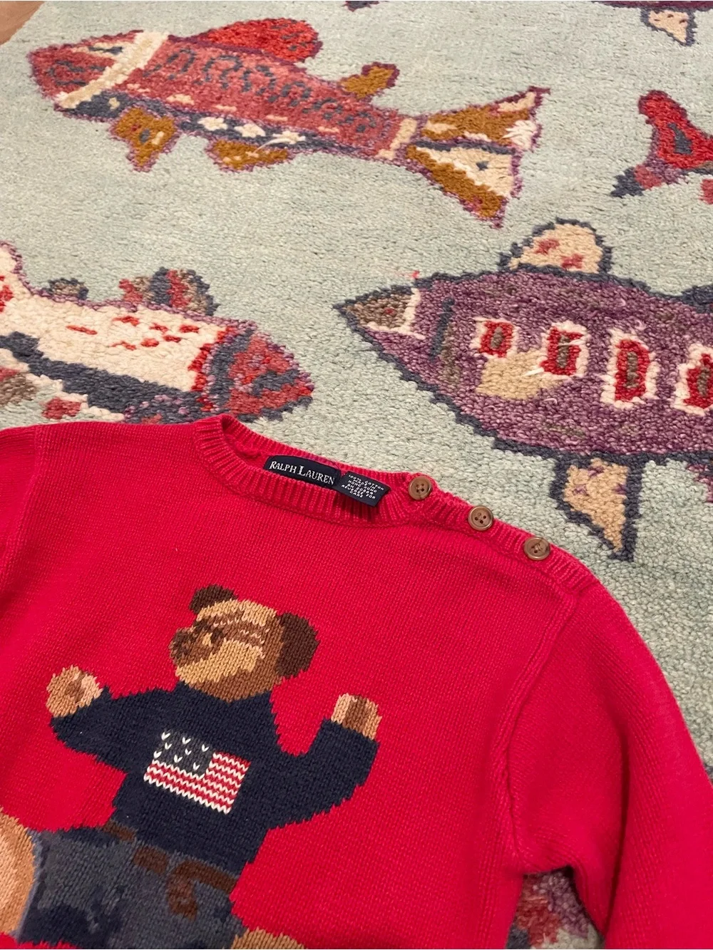 Polo Ralph Lauren Vintage Teddy Bear Cable Knit Sweater 90s Rare 2T